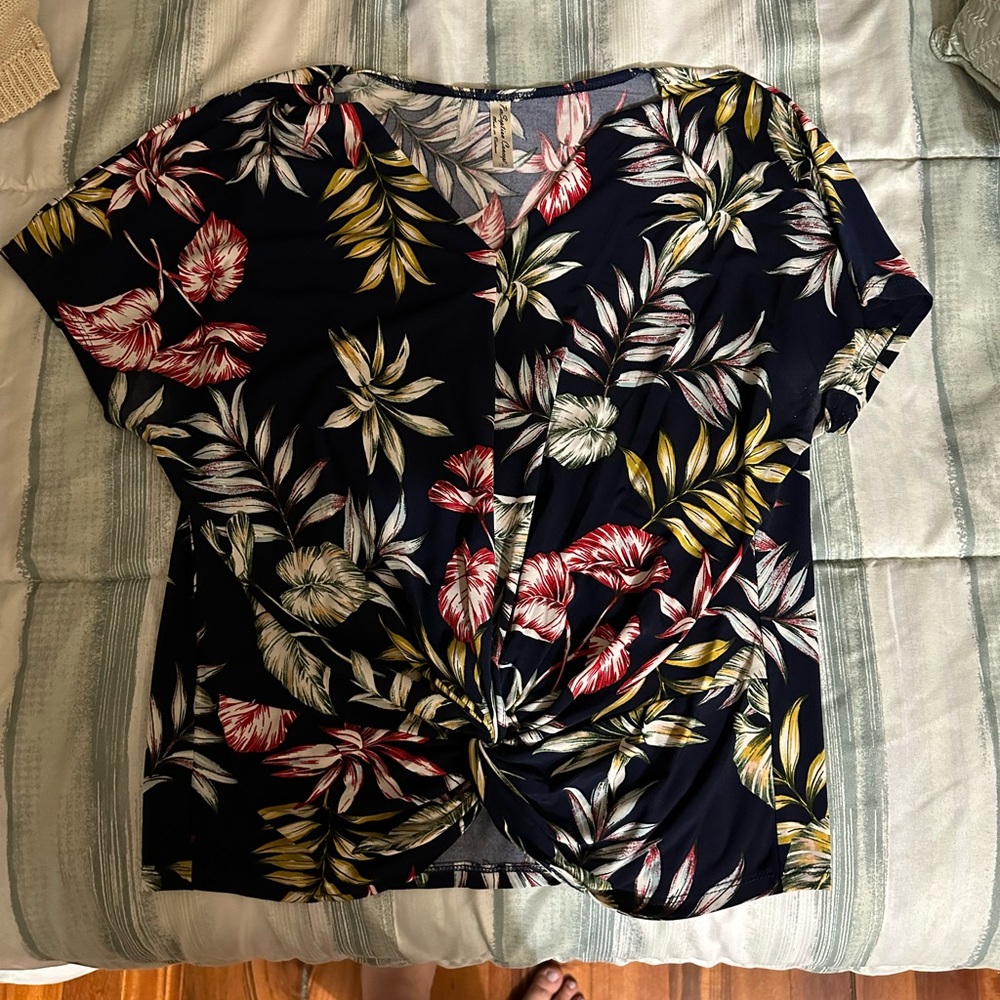 Floral Front Tie Blouse